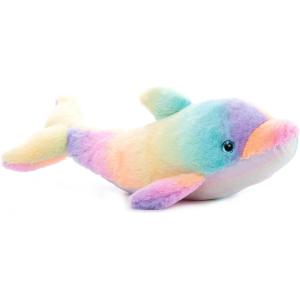 The Petting Zoo Dolphin Stuffed Animal Plushie, Ombrez Ocean Animals, Rainbow Dolphin Plush Toy 20 inches