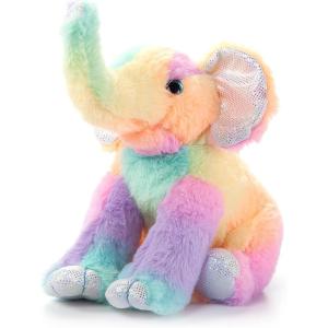 The Petting Zoo Elephant Stuffed Animal Plushie, Ombrez Animals, Rainbow Elephant Plush Toy 9 inches
