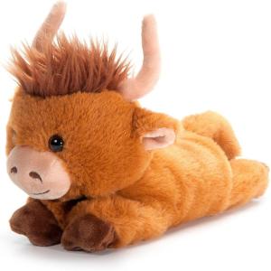 The Petting Zoo Highland Cow Stuffed Animal Plushie Slap Bracelet, Gifts for Kids, Slapstix Wildlife Animals, Brown Highland Cow Plush Toy, 9 inches