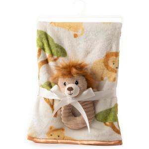 The Petting Zoo Lion Stuffed Animal Plushie Blanket and Rattle, Gifts for Kids, Bumblez Animals, Brown Lion Plush Toy, 30 inches