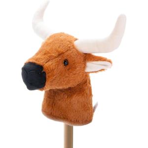 The Petting Zoo Longhorn Stuffed Animal Plushie, Gifts for Kids, Ride Along Hobby Animals, Natural Longhorn Plush Toy, 36 inches