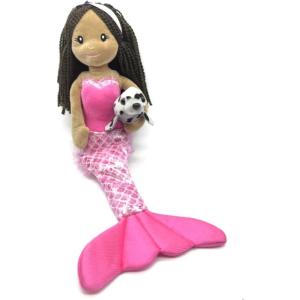The Petting Zoo, Mermaid Doll with Harbor Seal Stuffed Animal, Gift for Girls, Plush Doll with Seal Plush Toy, 16 Inches (Dark Skin)(Dark Skin)