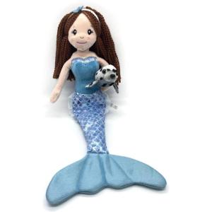 The Petting Zoo, Mermaid Doll with Harbor Seal Stuffed Animal, Gift for Girls, Plush Doll with Seal Plush Toy, 16 Inches (Dark Skin)(Red Hair)