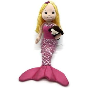 The Petting Zoo Mermaid Doll with Sea Otter Stuffed Animal- Great Gifts for Girls, Mermaid Plush Doll with Sea Otter Plush Toy, 17 inch (Blonde)(Pink)