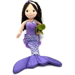 The Petting Zoo Mermaid Doll with Sea Turtle Stuffed Animal- Great Gifts for Girls, Mermaid Plush Doll with Turtle Plush Toy, 17 inch (Brunette)