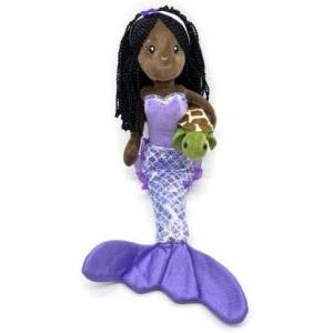 The Petting Zoo Mermaid Doll with Turtle Stuffed Animal- Great Gifts for Girls, Mermaid Plush Doll with Turtle Plush Toy, 17 inch (African American)