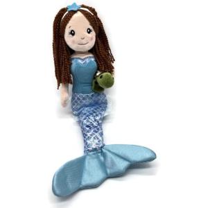 The Petting Zoo Mermaid Doll with Turtle Stuffed Animal- Great Gifts for Girls, Mermaid Plush Doll with Turtle Plush Toy, 17 inch (Red Hair)(Red Hair)