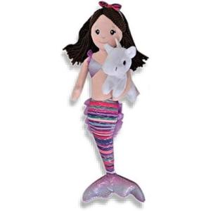 The Petting Zoo, Mermaid Doll with Unicorn Stuffed Animal, Gifts for Girls, Mermaid Plush Doll with Unicorn Plush Toy, 17 inch, Brunette-Boho
