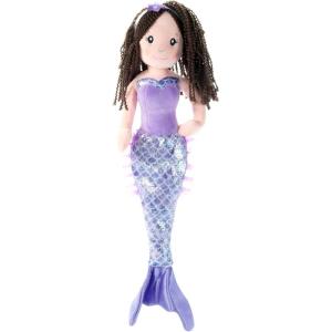The Petting Zoo Mermaid Stuffed Animal Plushie, Gifts for Kids, Sealife Animals, Brunette Mermaid Doll Plush Toy, 32 inches