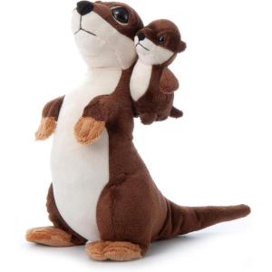 The Petting Zoo Mom and Baby River Otter Stuffed Animal, Gifts for Kids, Pocketz Zoo Animals, River Otter Plush Toy 11 inches