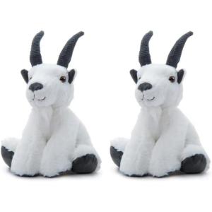 The Petting Zoo Mountain Goat Stuffed Animal Plushie, Gifts for Kids, Wild Onez Wildlife Animals, Goat Plush Toy 9 inches(9 in (Pack of 2))