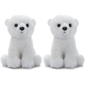 The Petting Zoo Polar Bear Stuffed Animal Plushie, Gifts for Kids, Wild Onez Babiez Zoo Animals, Polar Bear Plush Toy 6 inches(6 in (Pack of 2))