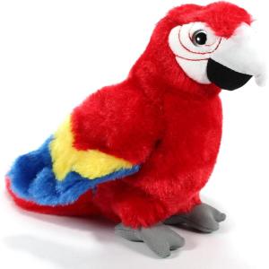 The Petting Zoo Scarlet Macaw Stuffed Animal Plushie, Gifts for Kids, Wild Onez Wildlife Animals, Red Parrot Plush Toy 9 inches