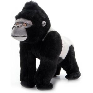 The Petting Zoo Silverback Gorilla Stuffed Animal Plushie, Gifts for Kids, Earth Keeperz Wildlife Animals, Zoologee Black Silverback Gorilla Plush Toy, 12 inches