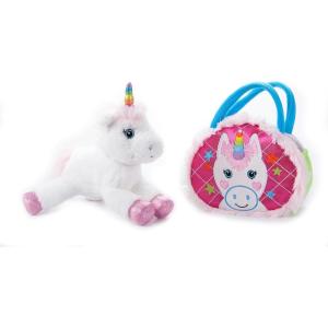 The Petting Zoo Unicorn Stuffed Animal Plushie and Purse Set, Gifts for Kids, Wildlife Animal Toy, Unicorn Plush Toy and Purse Pet Carrier