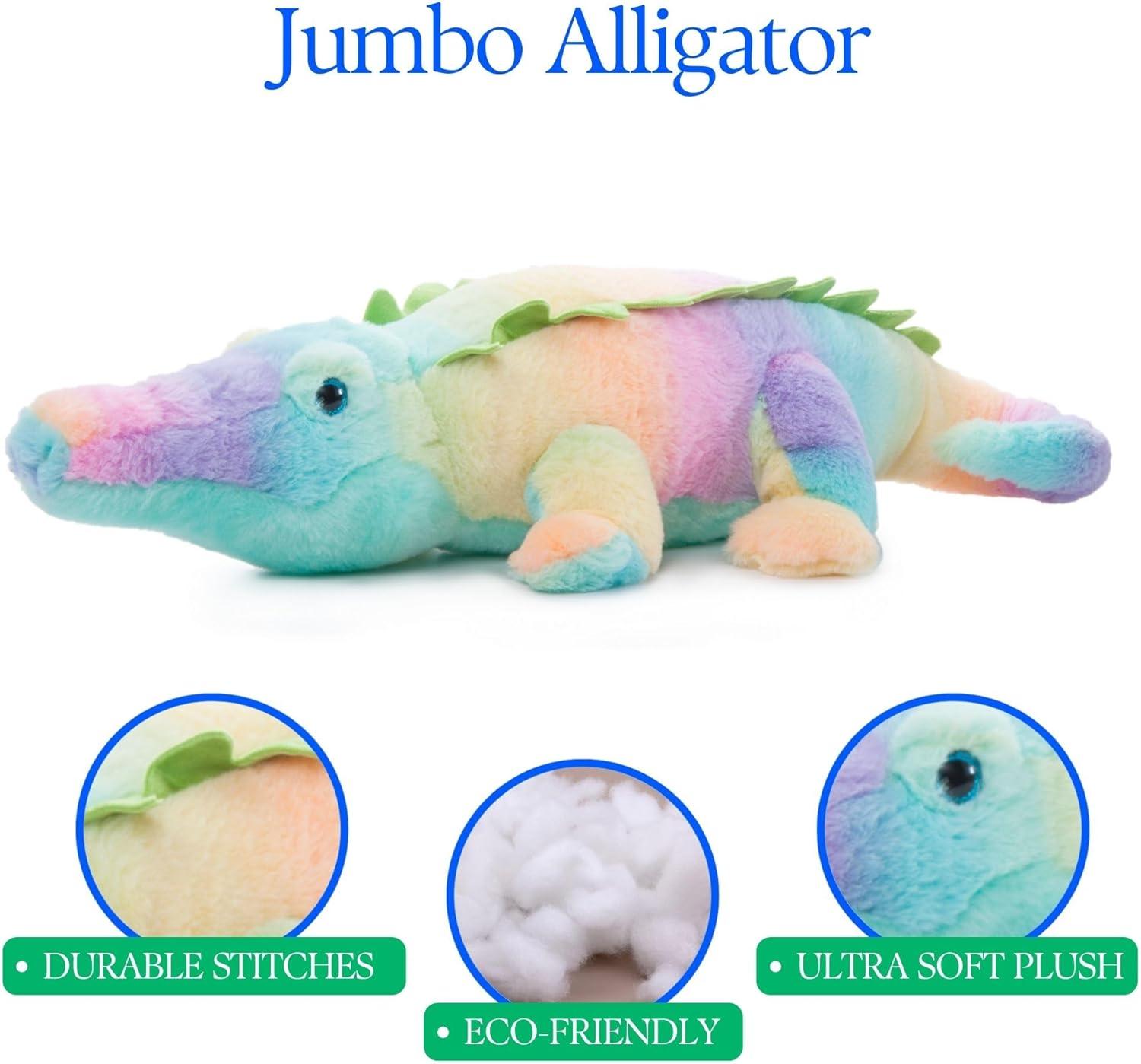image:imageThe Petting Zoo Alligator Stuffed Animal Plushie Ombrez Ocean Animals Rainbow Gator Plush Toy 28 inches