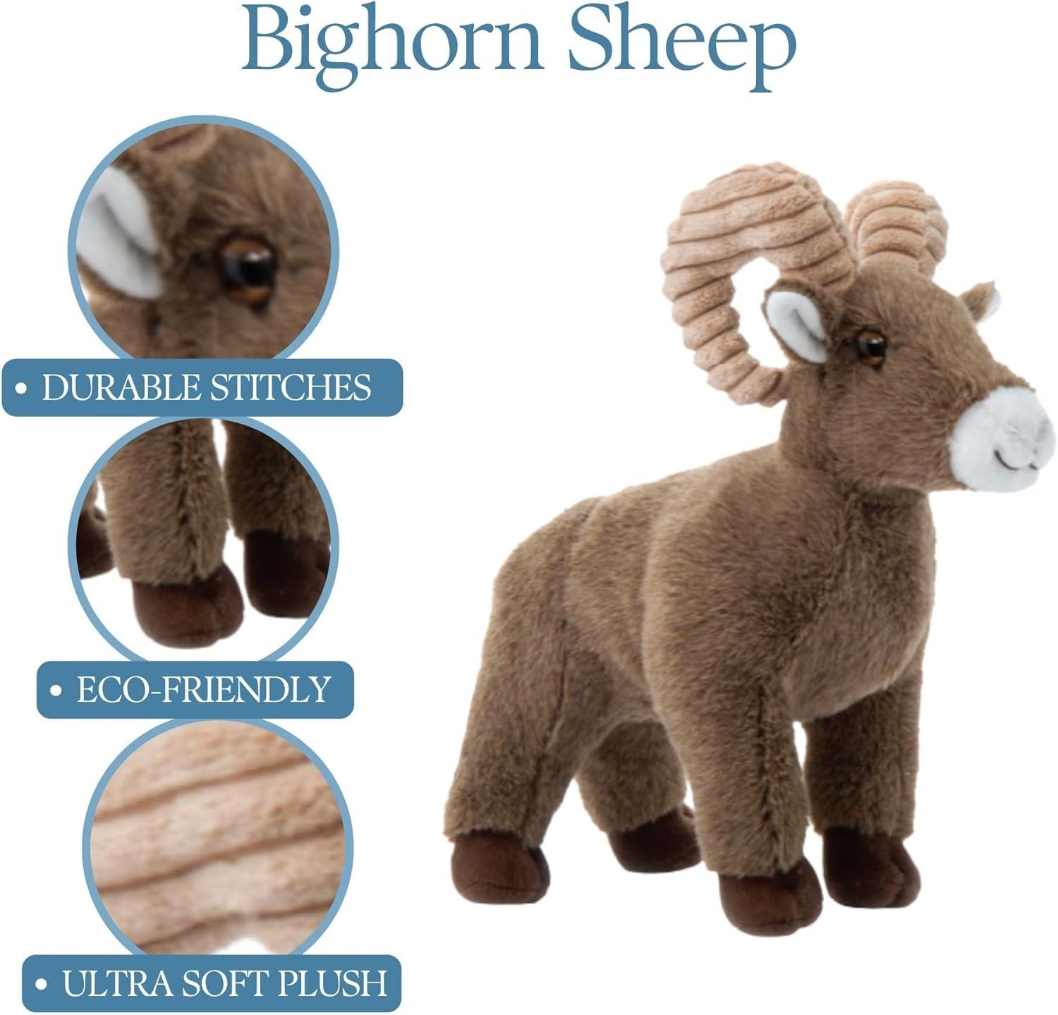 image:imageThe Petting Zoo Big Horn Sheep Stuffed Animal Plushie Gifts for Kids Wild Onez Zoo Animals Sheep Plush Toy 12 inches