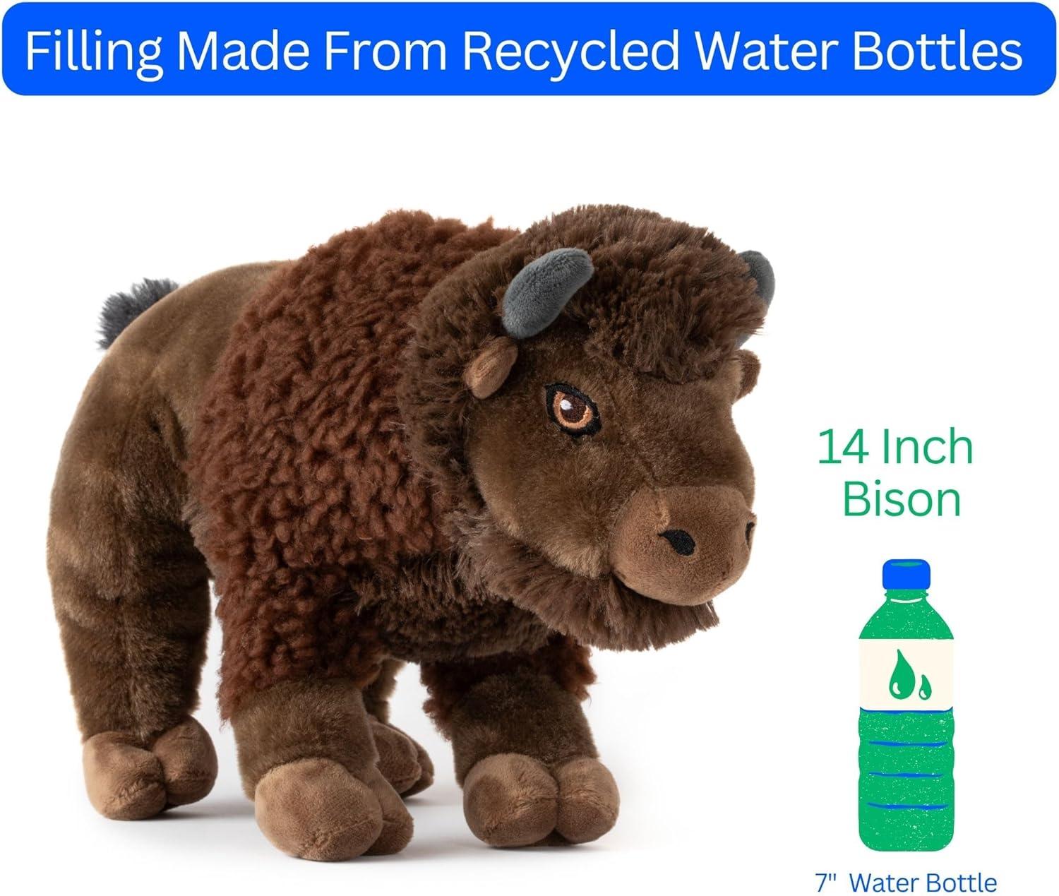 image:imageThe Petting Zoo Bison Stuffed Animal Plushie Gifts for Kids Earth Keeperz Wildlife Animals Zoologee Brown Bison Plush Toy 14 inches