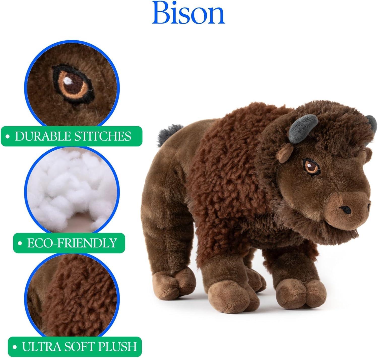 image:imageThe Petting Zoo Bison Stuffed Animal Plushie Gifts for Kids Earth Keeperz Wildlife Animals Zoologee Brown Bison Plush Toy 14 inches