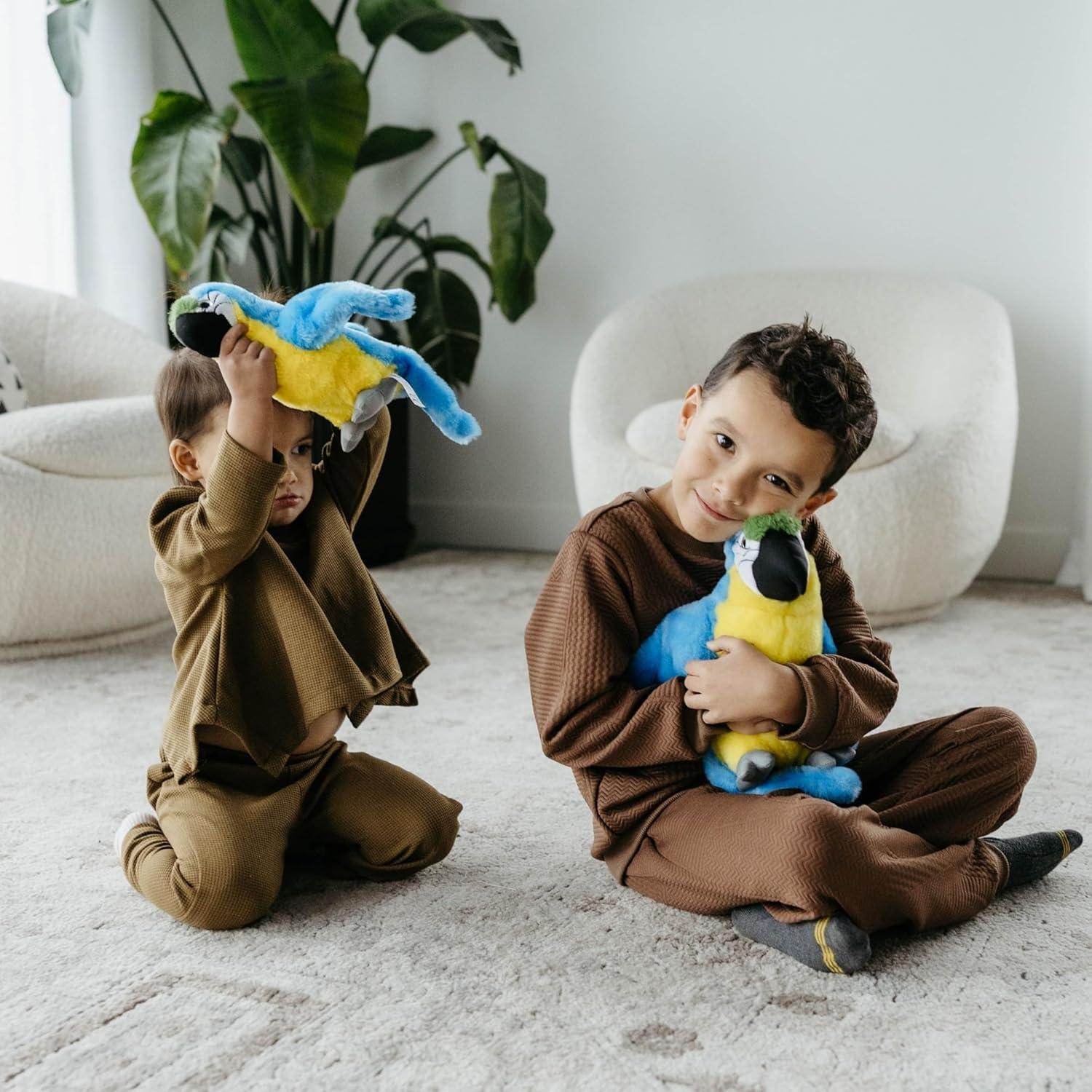 image:imageThe Petting Zoo Blue Macaw Stuffed Animal Plushie Gifts for Kids Wild Onez Wildlife Animals Parrot Plush Toy 9 inches