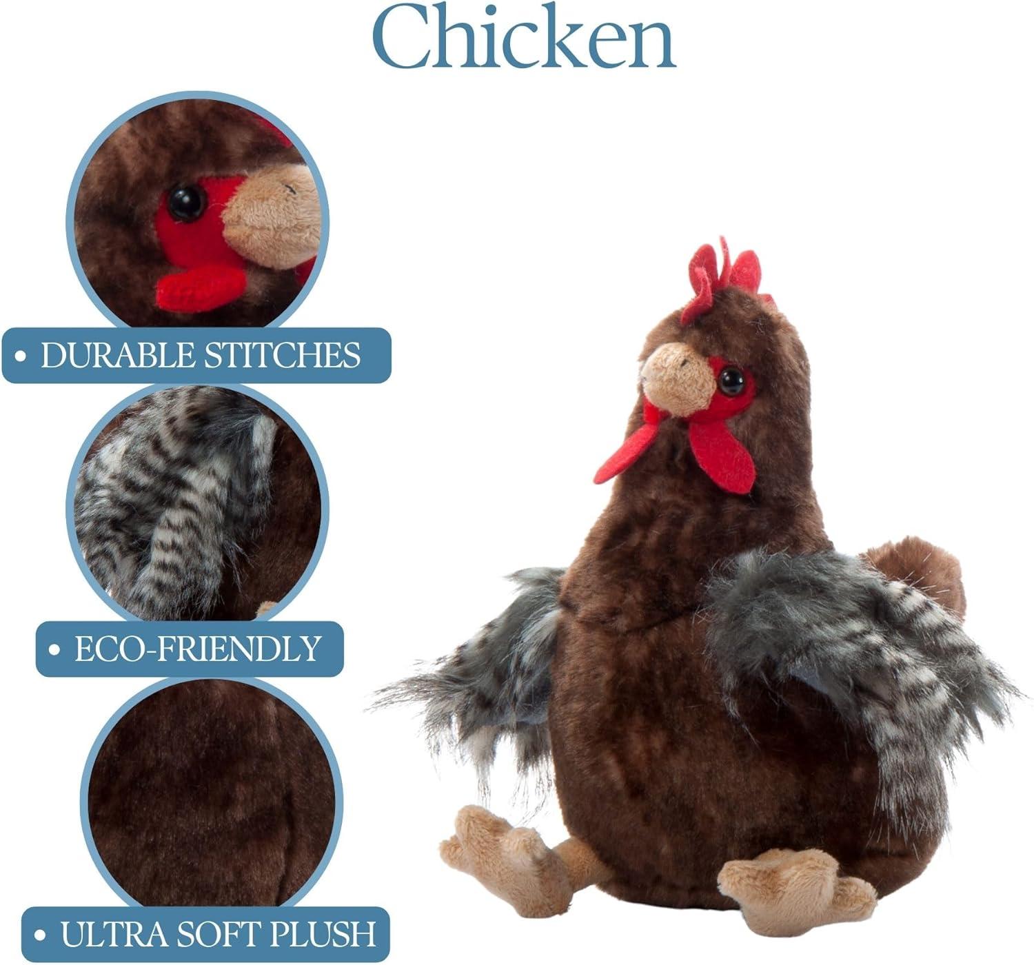 image:imageThe Petting Zoo Chicken Rooster Stuffed Animal Plushie Gifts for Kids Wild Onez Wildlife Animals Chicken Plush Toy 9 inches