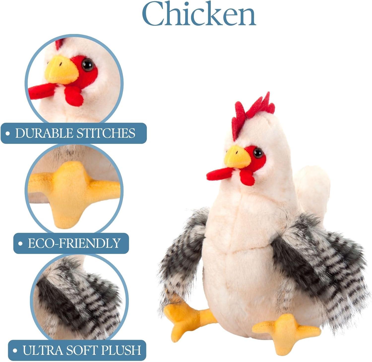 image:imageThe Petting Zoo Chicken Stuffed Animal Plushie Gifts for Kids Wild Onez Barnyard Animals White Chicken Plush Toy 12 inches