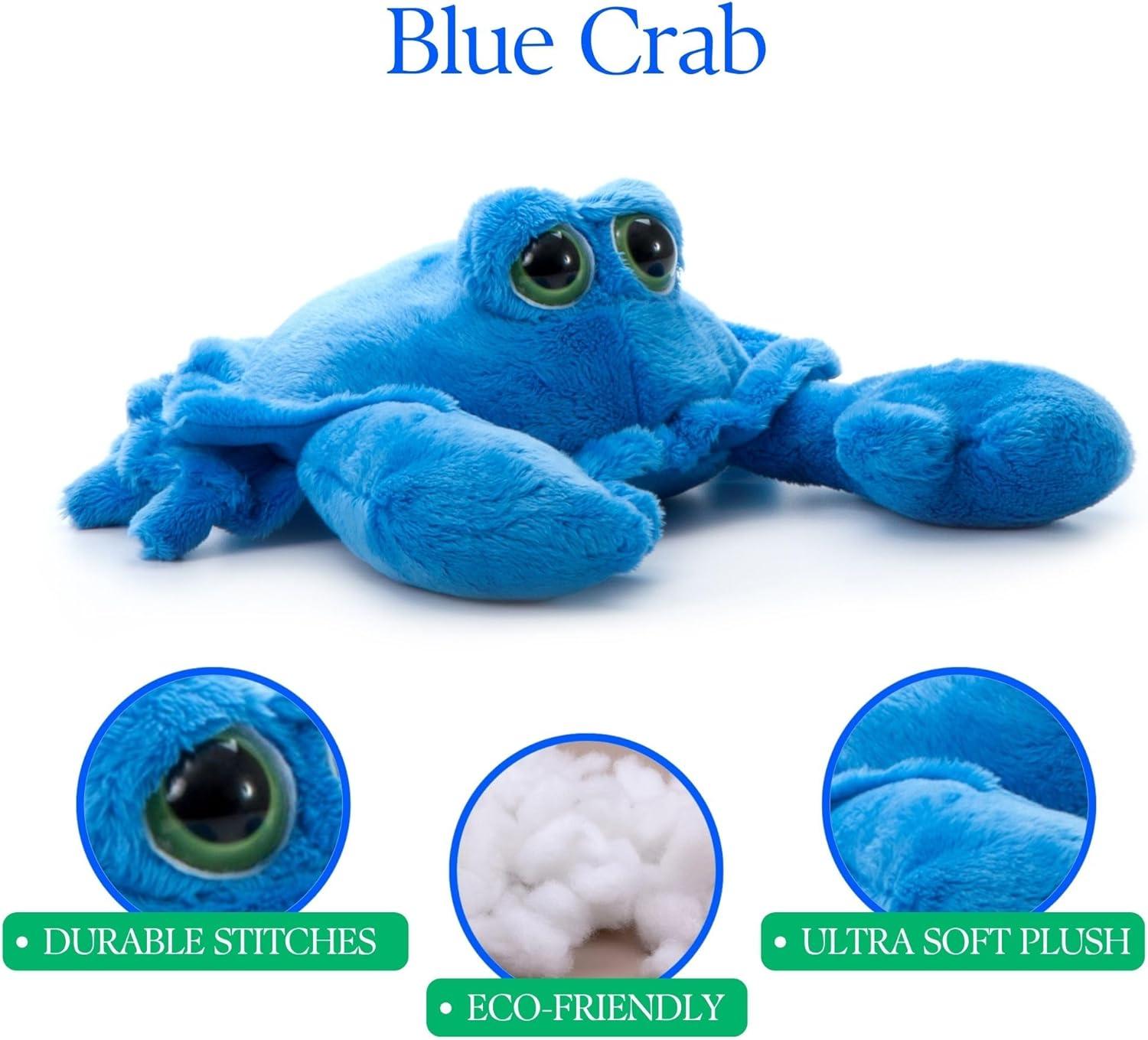 image:imageThe Petting Zoo Crab Stuffed Animal Gifts for Kids Bright Eye Ocean Animals Blue Crab Plush Toy 9 inches