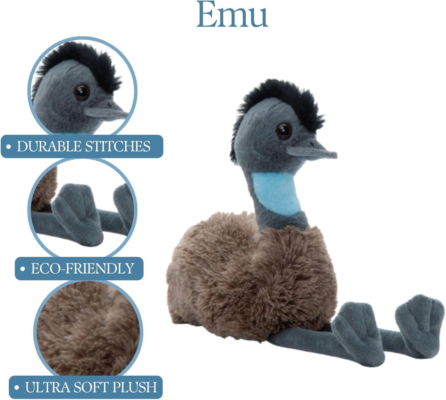 image:imageThe Petting Zoo Emu Stuffed Animal Plushie Gifts for Kids Wild Onez Wildlife Animals Emu Plush Toy 9 inches