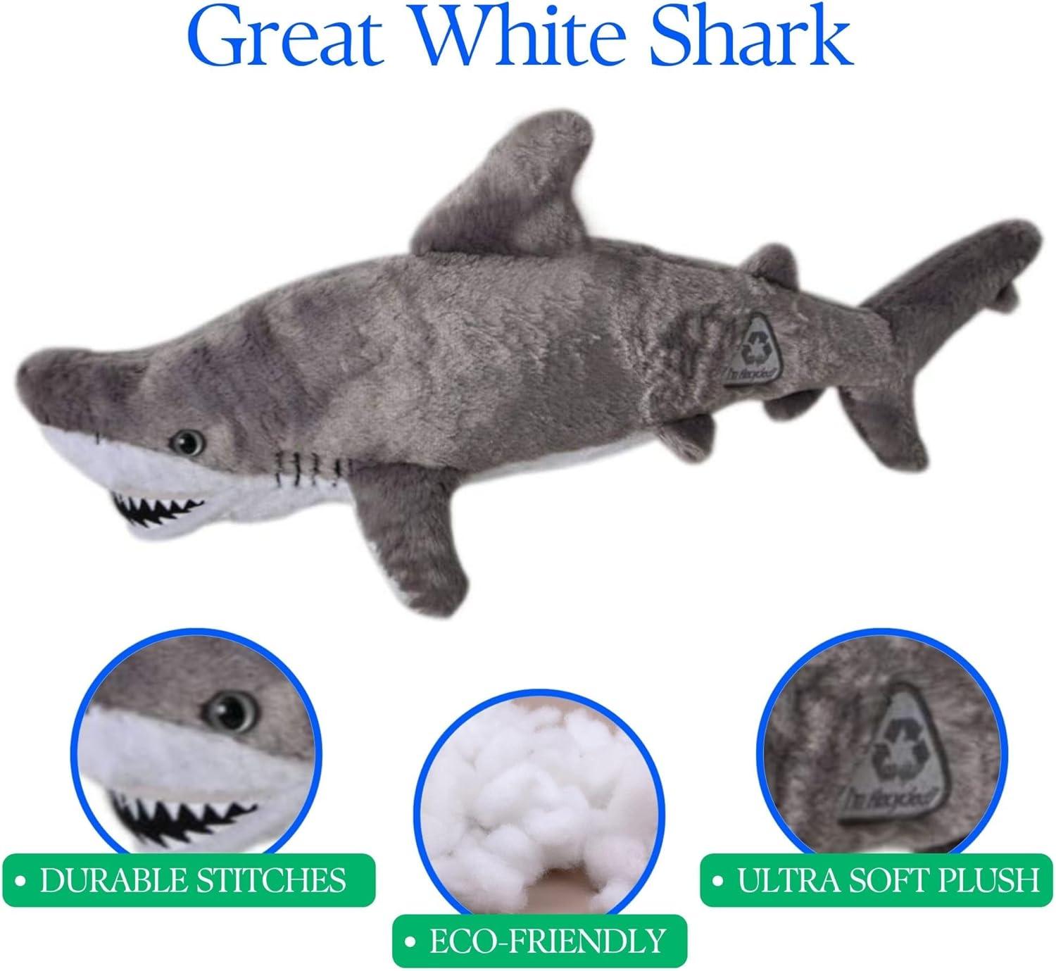 image:imageThe Petting Zoo Great White Shark Stuffed Animal Plushie Gifts for Kids Wild Onez Ocean Animals Shark Plush Toy 21 inches