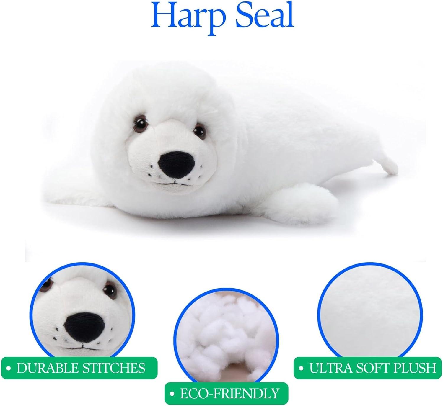 image:imageThe Petting Zoo Harp Seal Stuffed Animal Plushie Gifts for Kids Wild Onez Sealife Animals Seal Plush Toy 17 inches