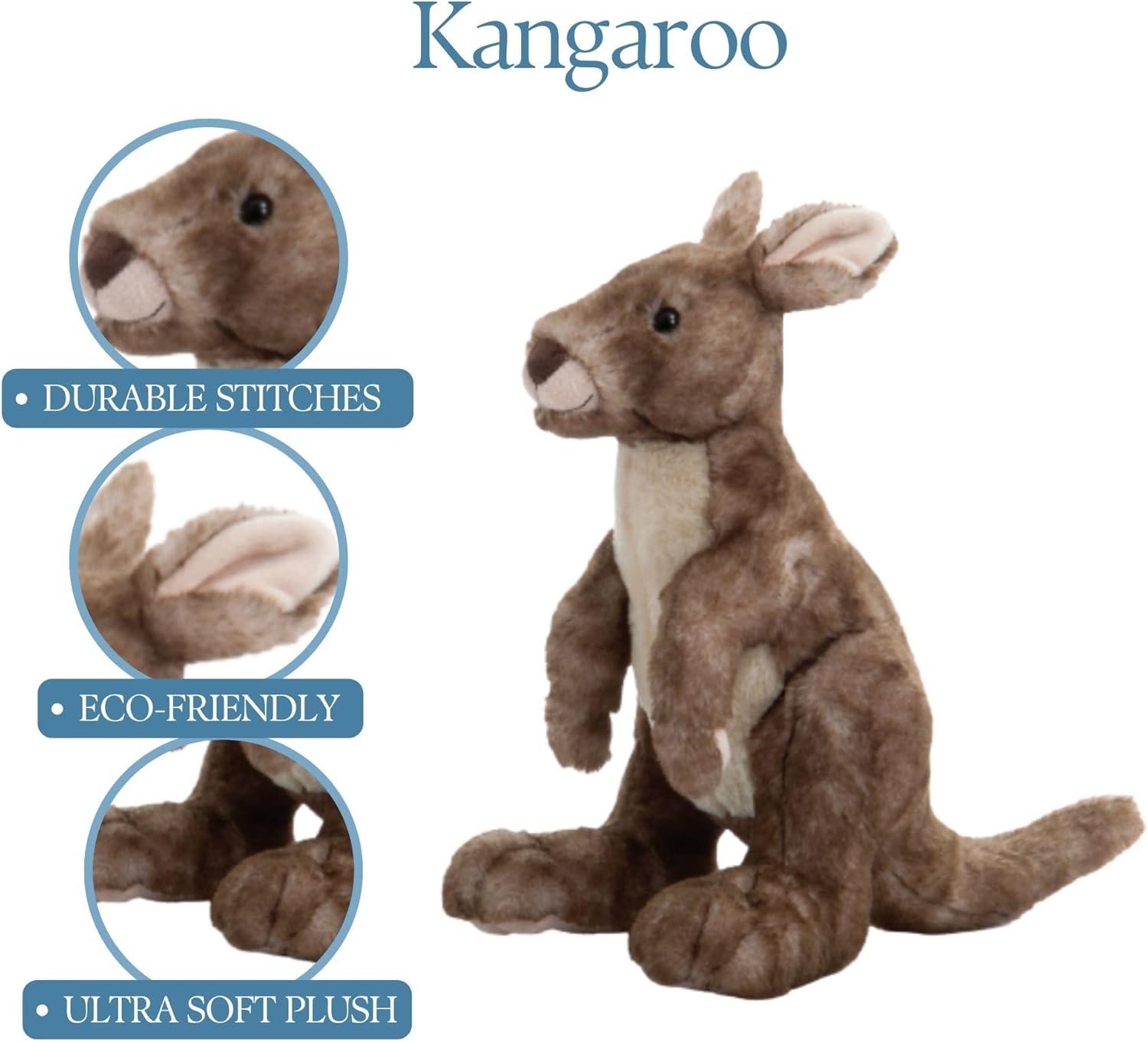 image:imageThe Petting Zoo Kangaroo Stuffed Animal Plushie Gifts for Kids Wild Onez Zoo Animals Kangaroo Plush Toy 12 inches