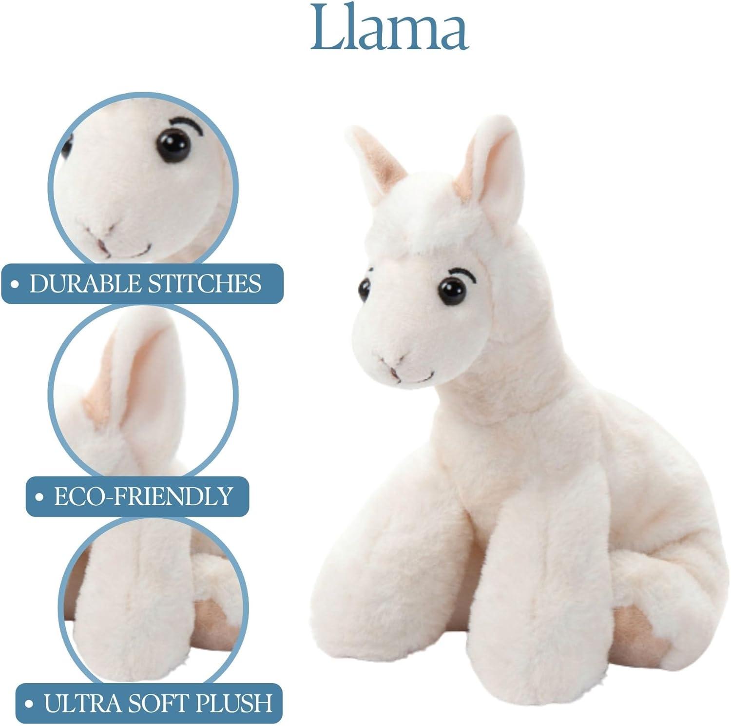 image:imageThe Petting Zoo Llama Stuffed Animal Plushie Gifts for Kids Wild Onez Wildlife Animals Llama Plush Toy 9 inches
