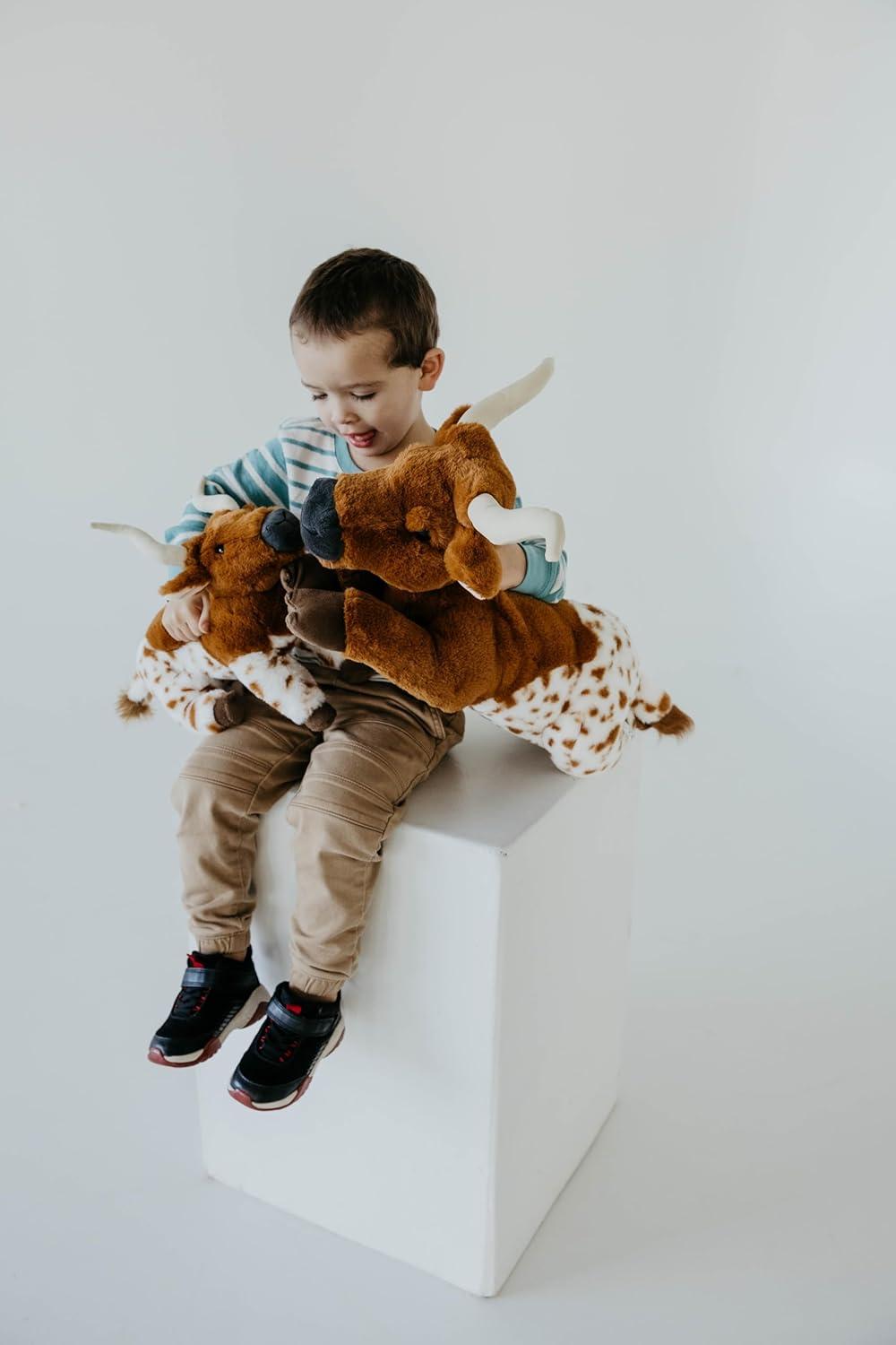image:imageThe Petting Zoo Longhorn Stuffed Animal Plushie Gifts for Kids Wild Onez Wildlife Animals Longhorn Plush Toy 12 inches