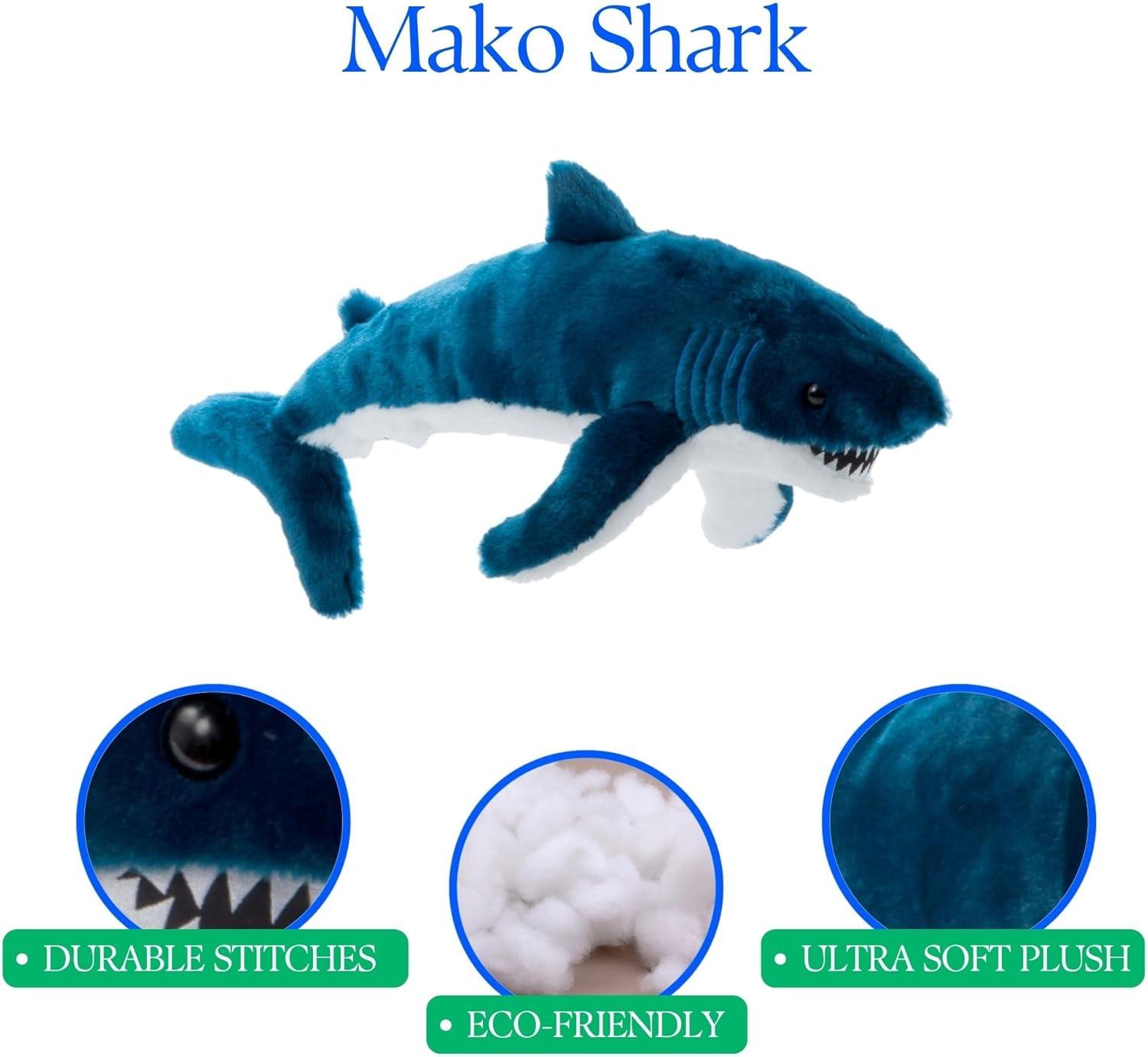 image:imageThe Petting Zoo Mako Shark Stuffed Animal Plushie Gifts for Kids Wild Onez Ocean Animals Shark Plush Toy 16 inches