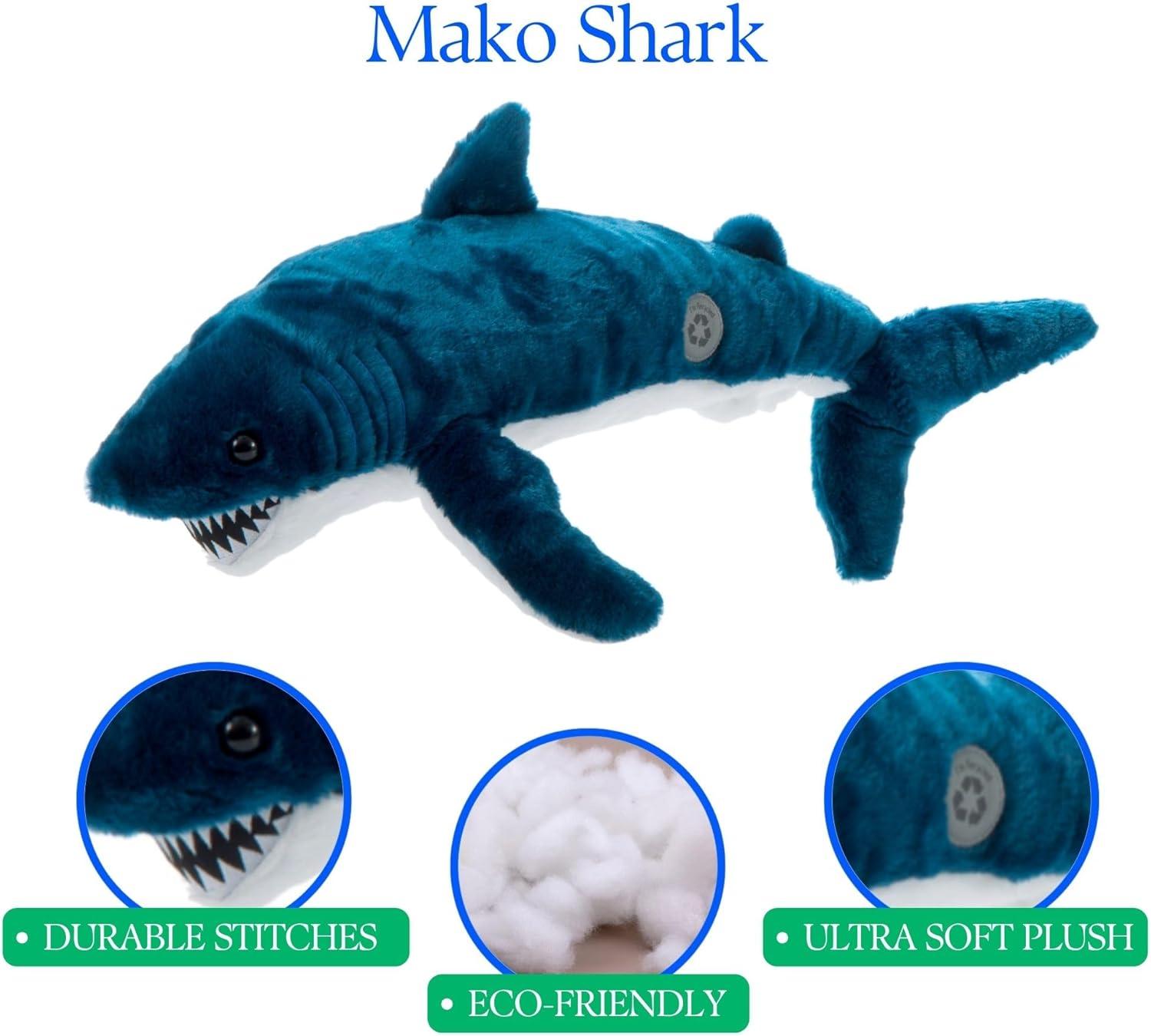 image:imageThe Petting Zoo Mako Shark Stuffed Animal Plushie Gifts for Kids Wild Onez Ocean Animals Shark Plush Toy 22 inches