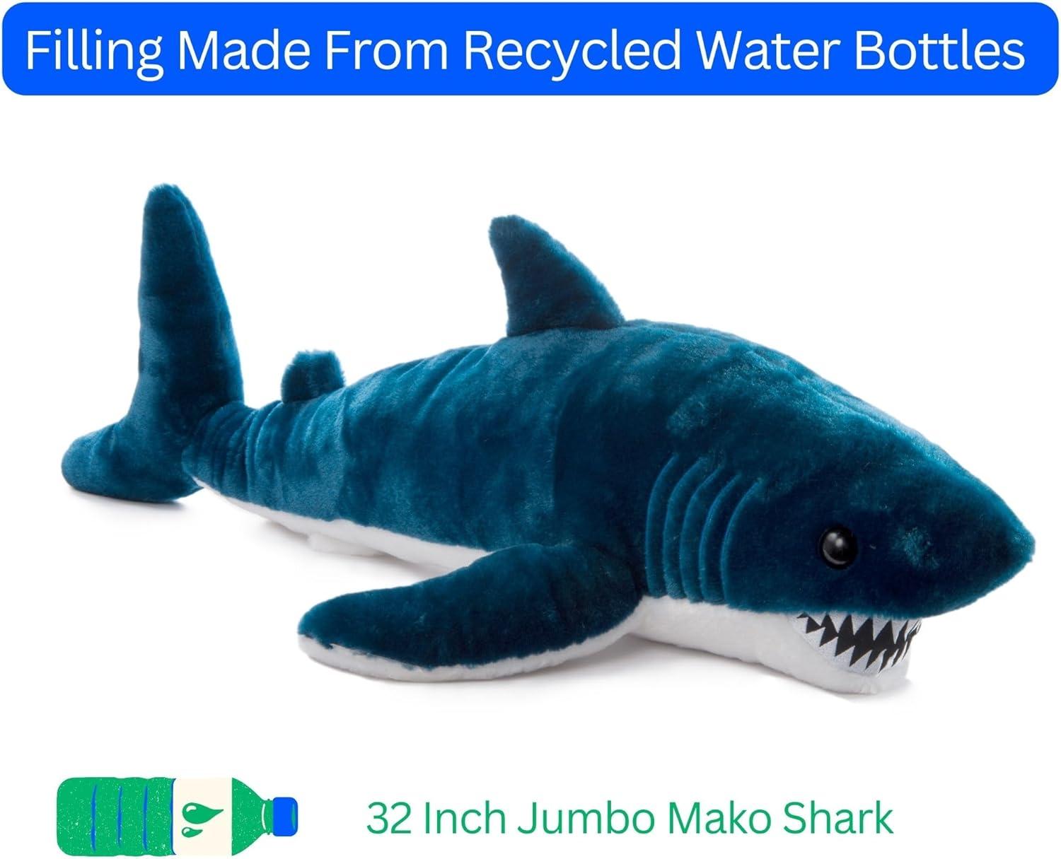 image:imageThe Petting Zoo Mako Shark Stuffed Animal Plushie Gifts for Kids Wild Onez Ocean Animals Shark Plush Toy 32 inches