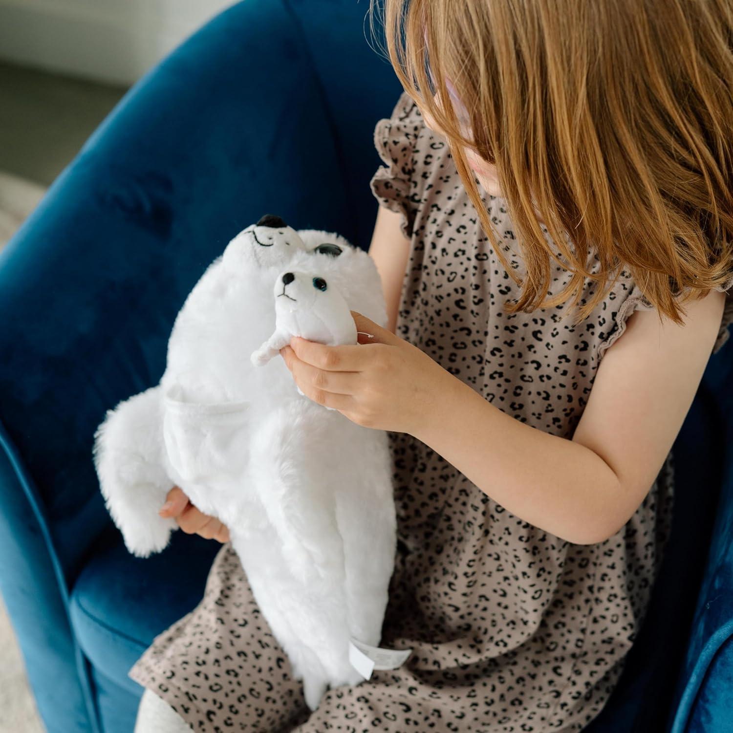 image:imageThe Petting Zoo Mom and Baby Harp Seal Stuffed Animal Gifts for Kids Pocketz Ocean Animals Harp Seal Plush Toy 14 inches