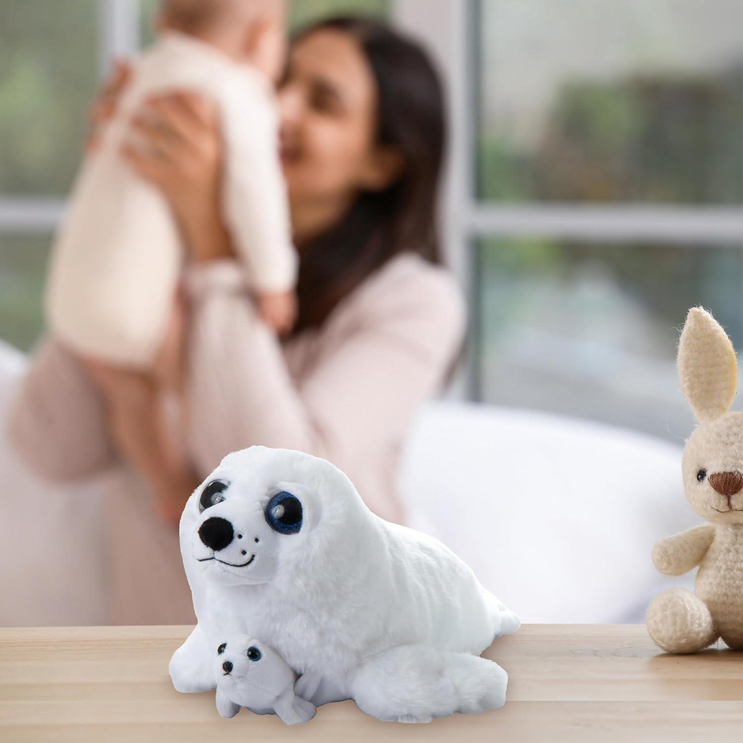 image:imageThe Petting Zoo Mom and Baby Harp Seal Stuffed Animal Gifts for Kids Pocketz Ocean Animals Harp Seal Plush Toy 14 inches
