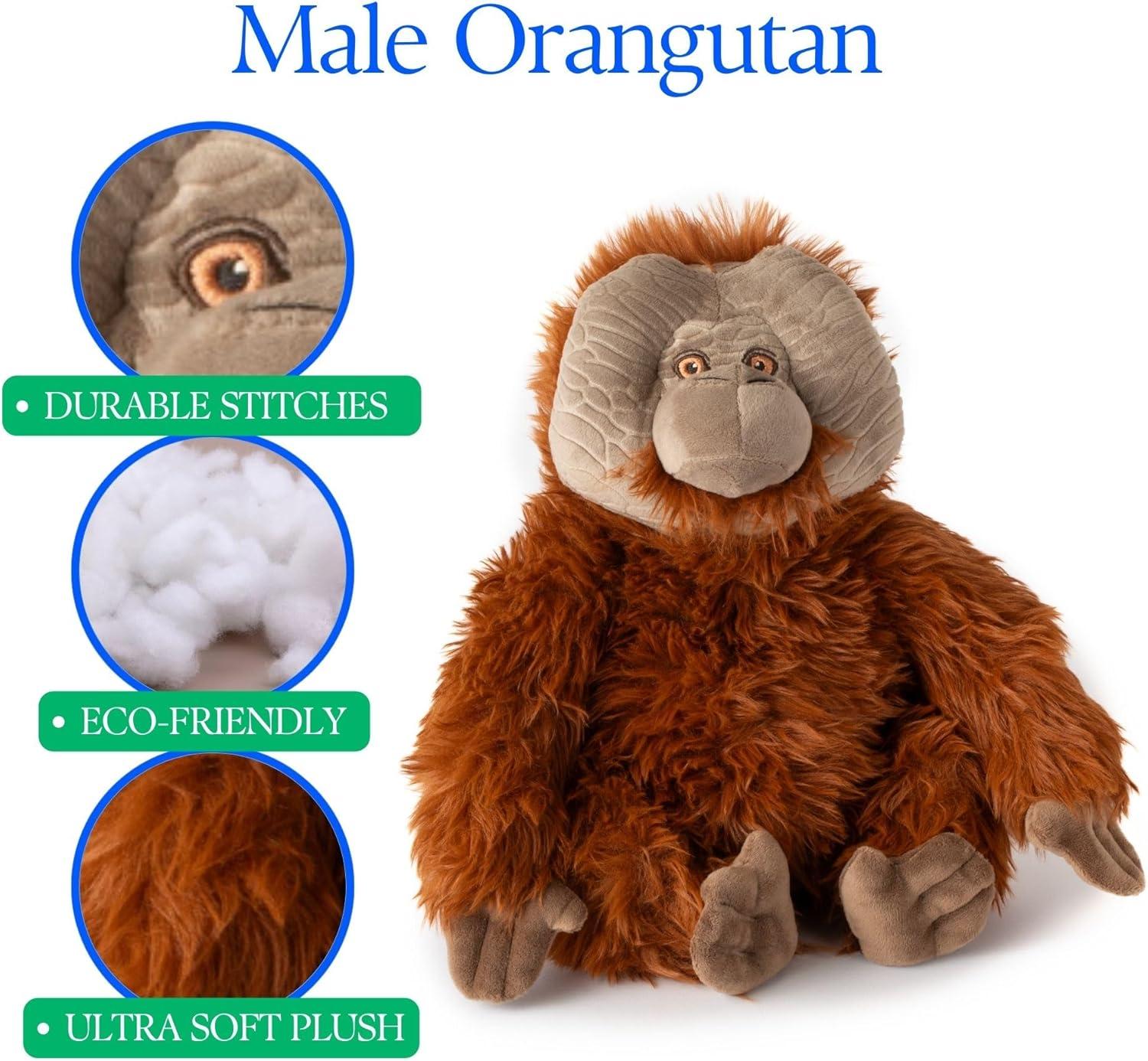 image:imageThe Petting Zoo Orangutan Stuffed Animal Plushie Gifts for Kids Earth Keeperz Wildlife Animals Zoologee Orangutan Plush Toy 11 inches Moms Choice Award Winner