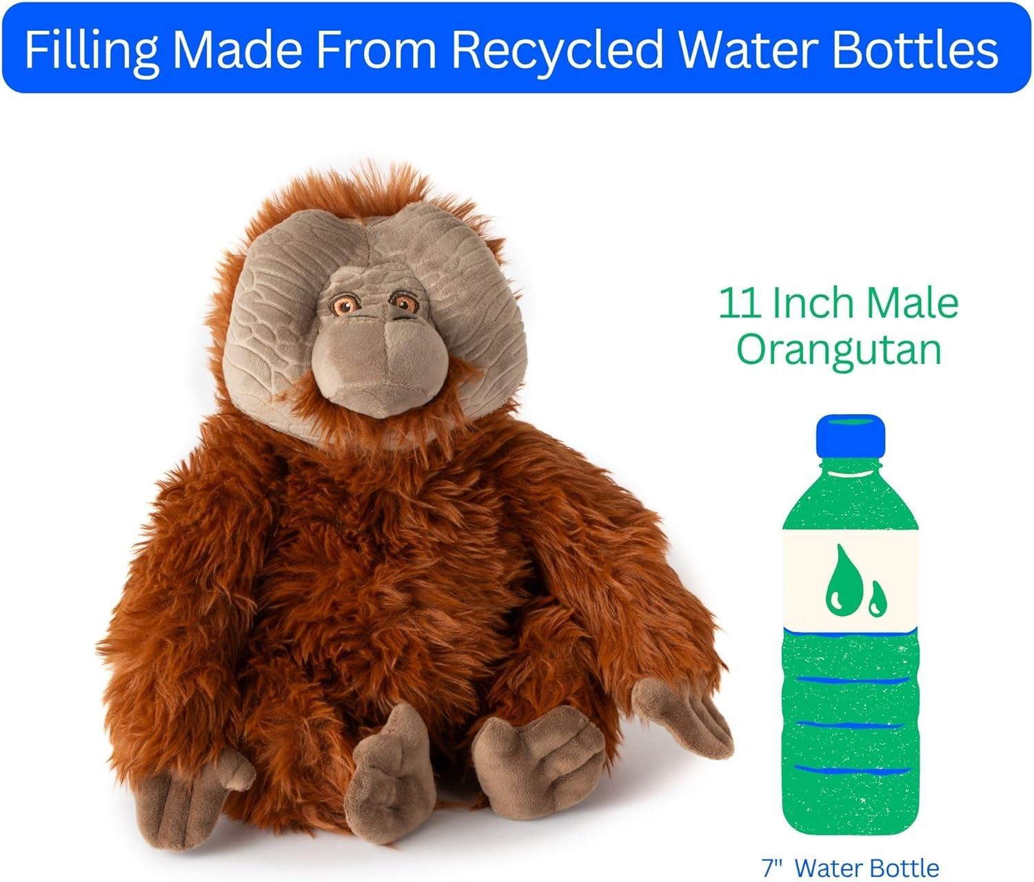 image:imageThe Petting Zoo Orangutan Stuffed Animal Plushie Gifts for Kids Earth Keeperz Wildlife Animals Zoologee Orangutan Plush Toy 11 inches Moms Choice Award Winner