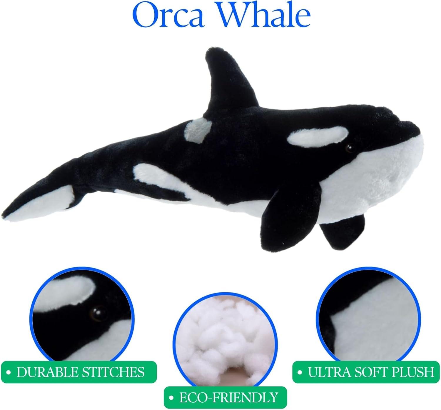 image:imageThe Petting Zoo Orca Stuffed Animal Plushie Gifts for Kids Wild Onez Sealife Animals Whale Plush Toy 20 inches