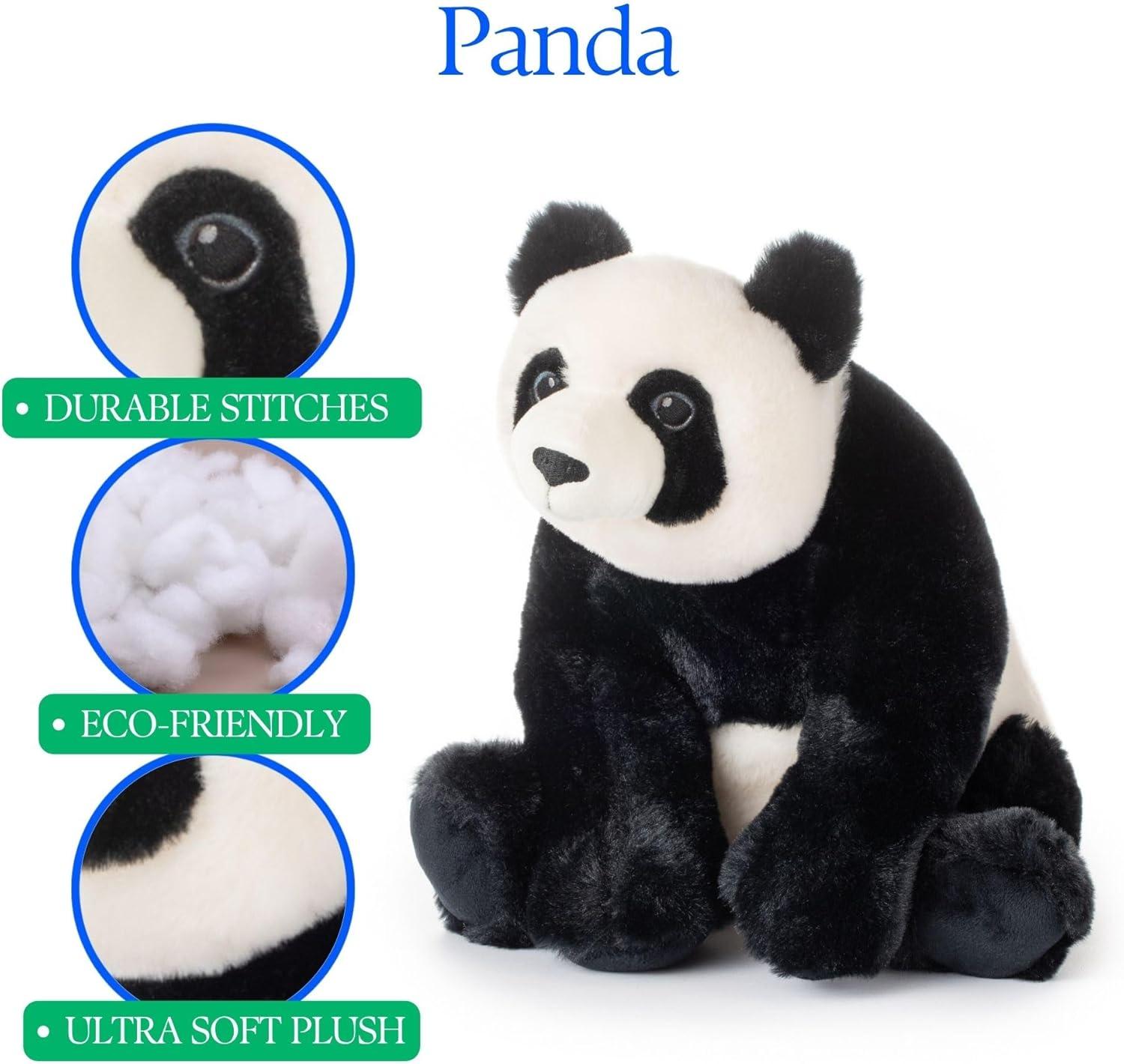 image:imageThe Petting Zoo Panda Stuffed Animal Plushie Gifts for Kids Earth Keeperz Wildlife Animals Zoologee Black Panda Plush Toy 12 inches