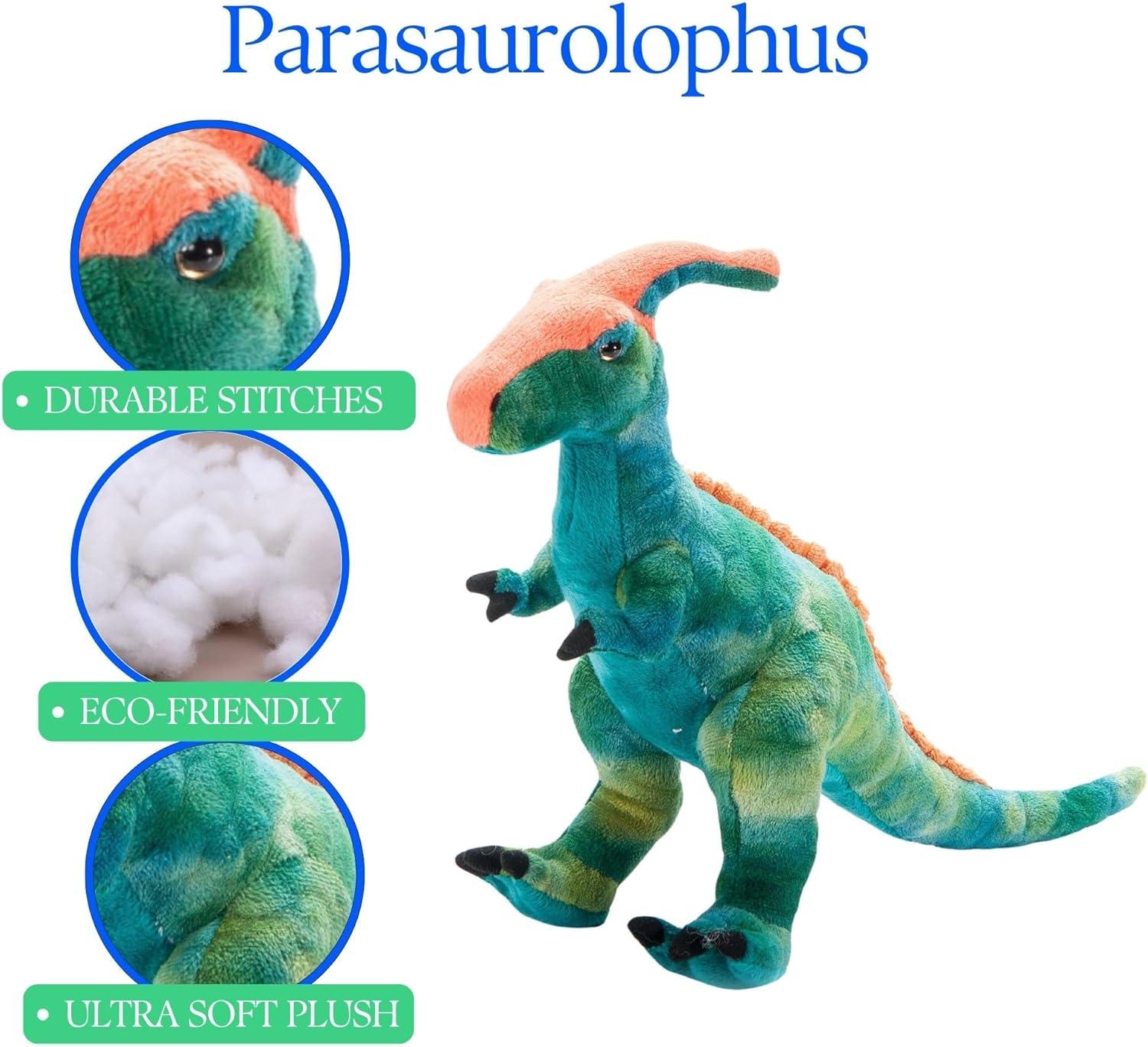 image:imageThe Petting Zoo Parasaurolophus Dinosaur Stuffed Animal Plushie Gift for Kids Dinosaur Animals Green Dinosaur Plush Toy 19 inches