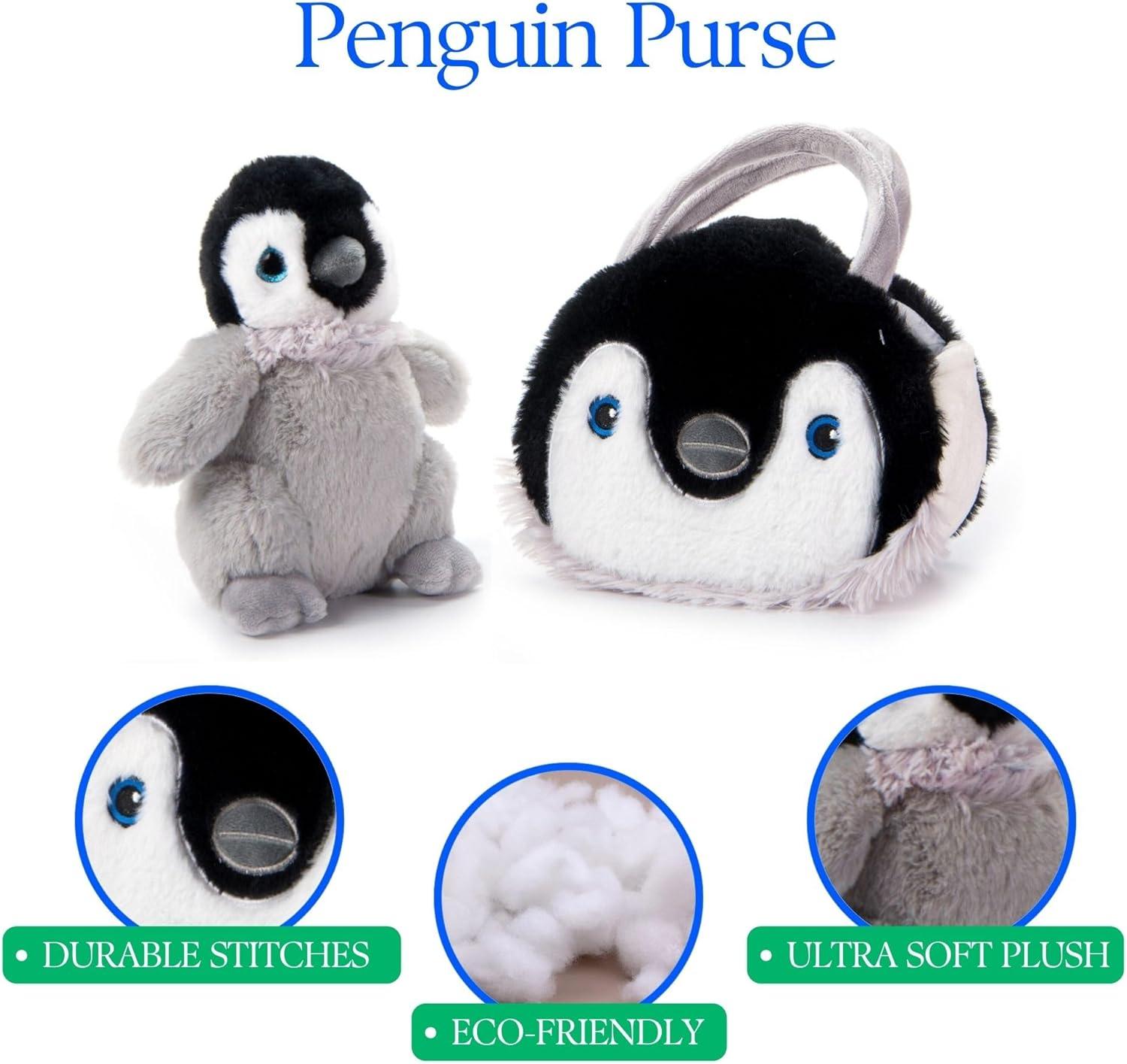 image:imageThe Petting Zoo Penguin Chick Stuffed Animal Plushie and Purse Set Gifts for Kids Sealife Animal Toy Gray Penguin Chick Plush Toy and Purse Pet Carrier
