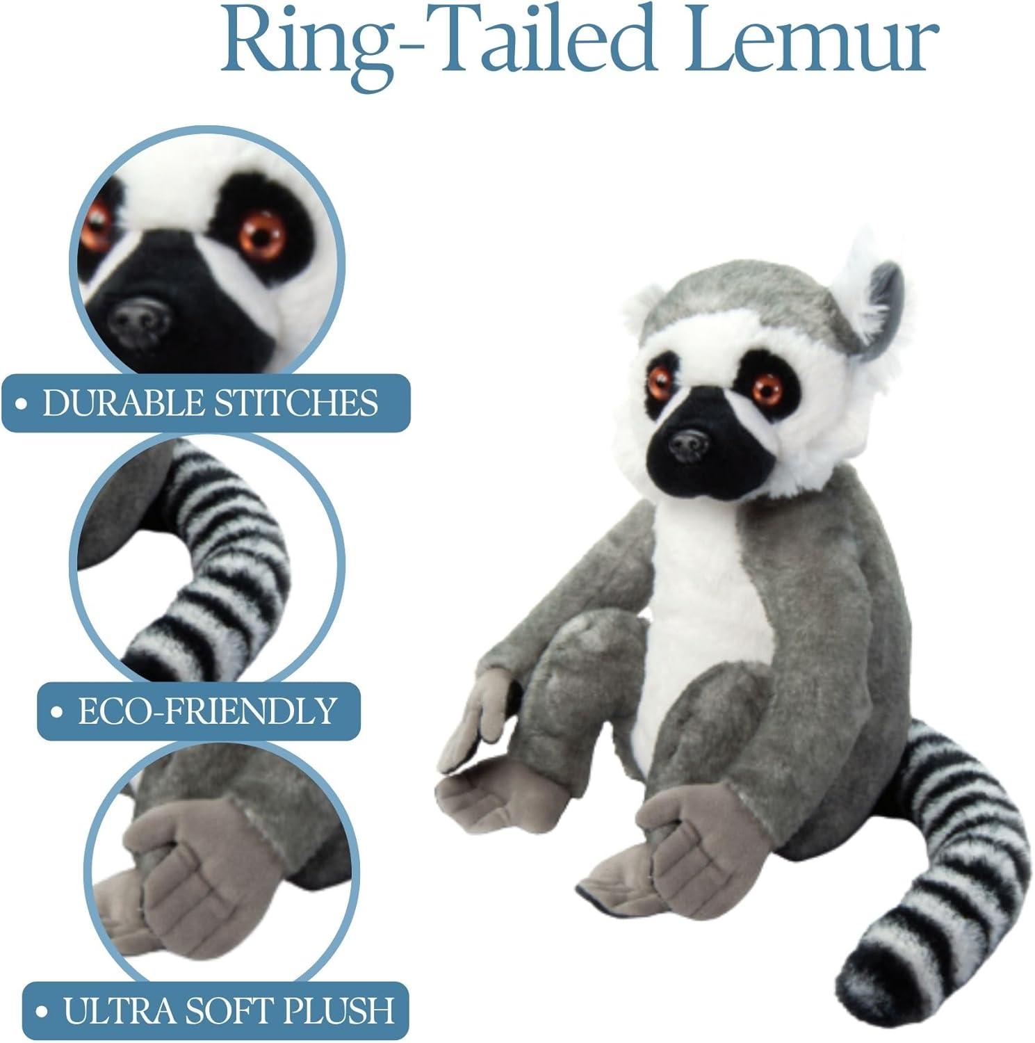 image:imageThe Petting Zoo Ringtailed Lemur Stuffed Animal Gifts for Kids Wild Onez Zoo Animals Ringtailed Lemur Plush Toy 12 inches