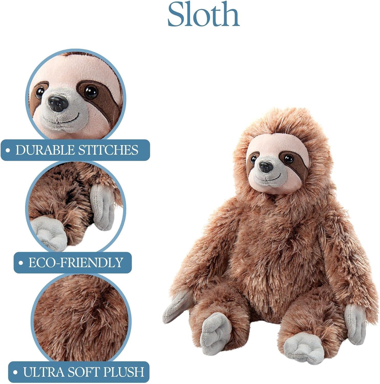 image:imageThe Petting Zoo Sloth Stuffed Animal Plushie Gifts for Kids Wild Onez Wildlife Animals Brown Zoologee Sloth Plush Toy 12 inches