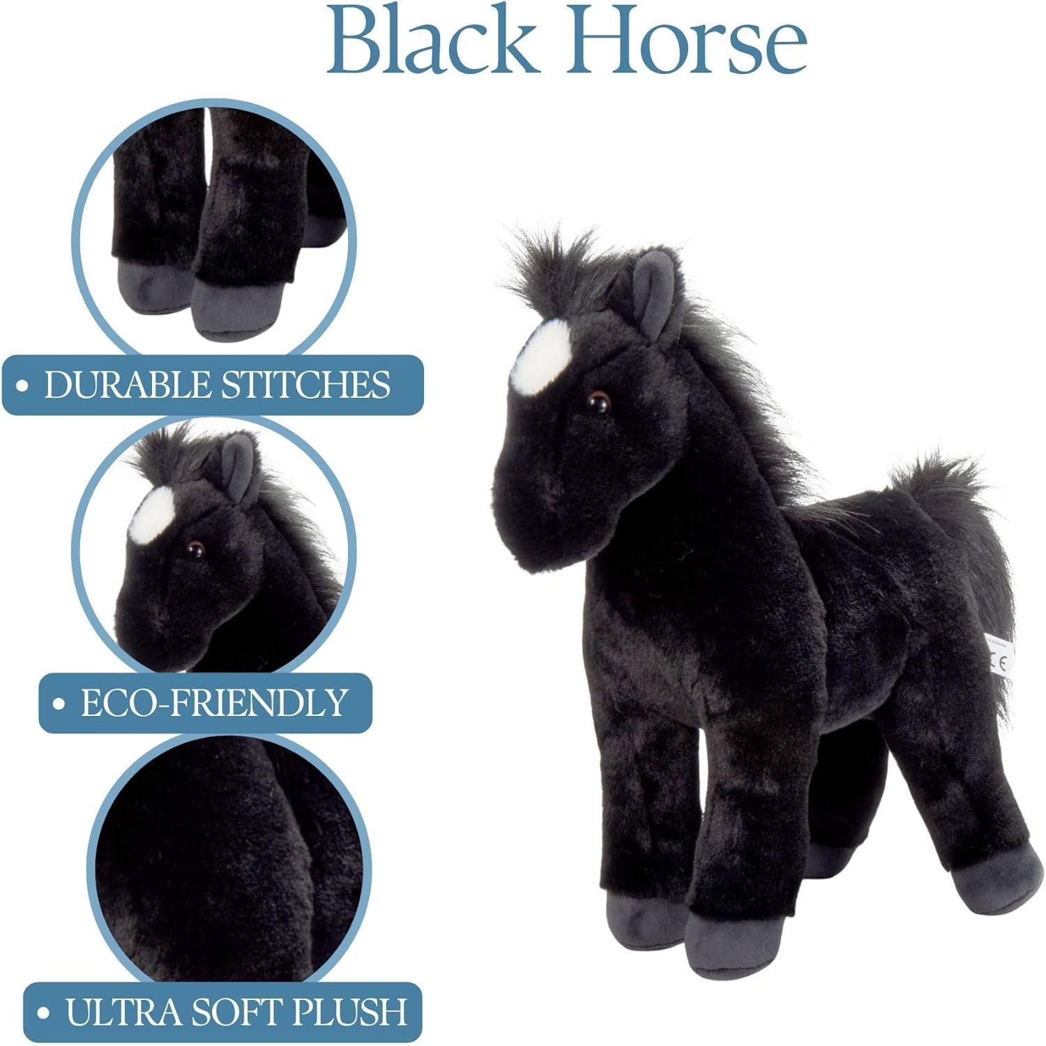 image:imageThe Petting Zoo Standing Black Horse Stuffed Animal Plushie Gifts for Kids Wild Onez Barnyard Animals Black Horse Plush Toy 12 inches