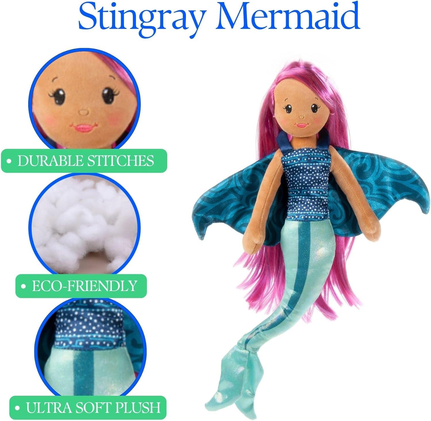 image:imageThe Petting Zoo Stingray Mermaid Stuffed Animal Plushie Gifts for Kids Mermaid Animals Mermaid Plush Toy 17 inches