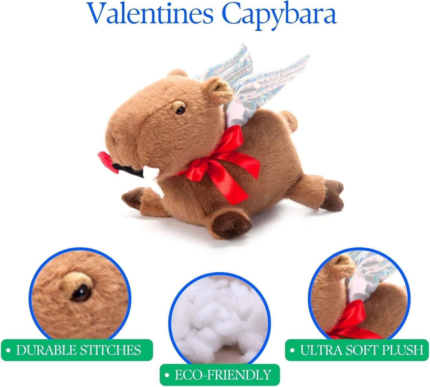 image:imageThe Petting Zoo Valentine Carl Capybara Stuffed Animal Plushie Gifts for Kids Brown Capybara Plush Toy 10 inches