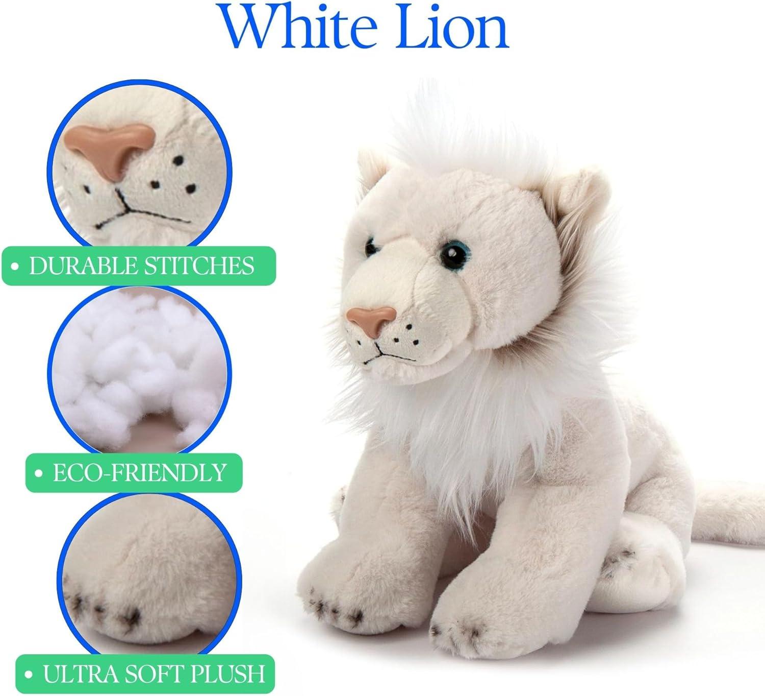 image:imageThe Petting Zoo White Lion Stuffed Animal Plushie Gifts for Kids Wild Onez Wildlife Animals Lion Plush Toy 12 inchesMedium